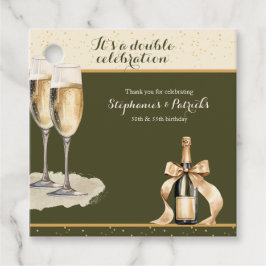 Etiquetas Para Lembrancinhas É um Aniversário Champanhe Verde de Dupla Celebraç