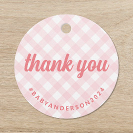 Etiquetas Para Lembrancinhas É uma garota obrigada Chá de fraldas Gingham