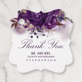 Etiquetas Para Lembrancinhas EggPlant Floral Elegant Weding Obrigado