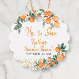 Etiquetas Para Lembrancinhas Ele ou Ela Sexo Reveal Orange Little Cutie