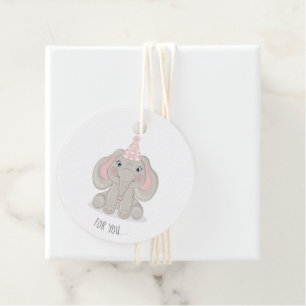 Etiquetas Para Lembrancinhas Elefante com Chapéu de Festa de Aniversário