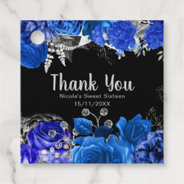 Etiquetas Para Lembrancinhas Elegant Blue and Silver Flowers Sweet Sixteen