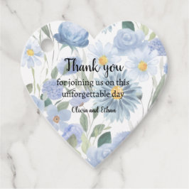 Etiquetas Para Lembrancinhas Elegant Blue Floral Heart Wedding Tag