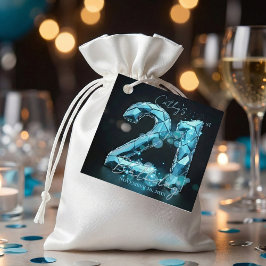 Etiquetas Para Lembrancinhas Elegant Glam Teal Blue Crystal 21st Birthday