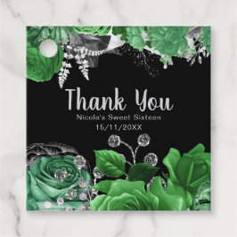 Etiquetas Para Lembrancinhas Elegant Green and Silver Flowers Sweet Sixteen 