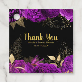 Etiquetas Para Lembrancinhas Elegant Purple and Gold Flowers Sweet Sixteen 