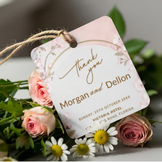 Etiquetas Para Lembrancinhas Elegant Soft Blush Pink Cherry Blossom Wedding