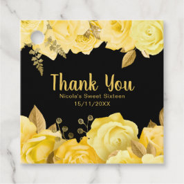 Etiquetas Para Lembrancinhas Elegant Yellow and Gold Flowers Sweet Sixteen