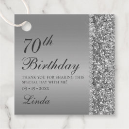 Etiquetas Para Lembrancinhas Elegante 70 de Silver Aniversário Obrigado