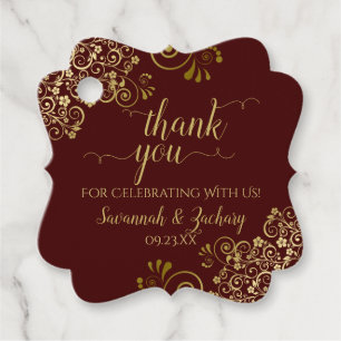 Etiquetas Para Lembrancinhas Elegante Auburn Brown e Dourado Casamento Obrigado