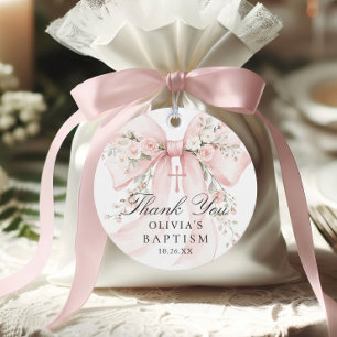 Etiquetas Para Lembrancinhas Elegante Batismo Cristão de Menina Rosa Arco Flora