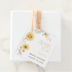 Etiquetas Para Lembrancinhas Elegante Boho Sunflower Chá de panela Obrigado