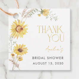 Etiquetas Para Lembrancinhas Elegante Boho Sunflower Chá de panela Obrigado