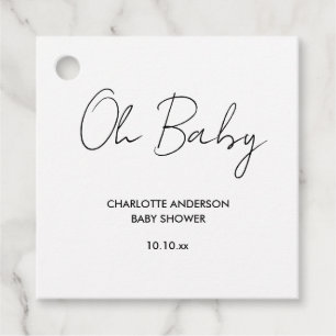 Etiquetas Para Lembrancinhas elegante branco e preto moderno com script de chá