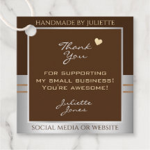 Elegante Brown e Silver Small Business Obrigado