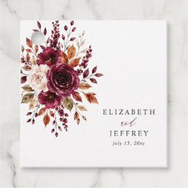 Etiquetas Para Lembrancinhas Elegante Casamento Floral Boho Borgonha de Outono