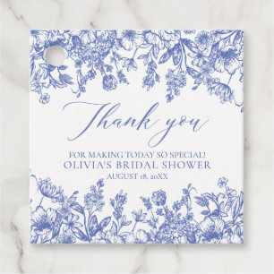 Etiquetas Para Lembrancinhas Elegante Chuveiro de Noiva Floral Azul Vitoriano F