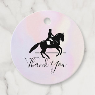 Etiquetas Para Lembrancinhas Elegante Dressage Rider em uma Watercolor Obrigado