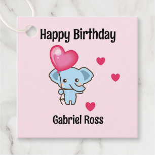 Etiquetas Para Lembrancinhas Elegante elefante rosa de aniversário
