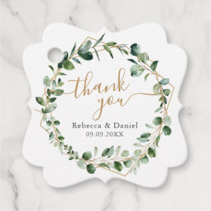 Etiquetas Para Lembrancinhas Elegante Eucalyptus Dourado Casamento Verde Obriga