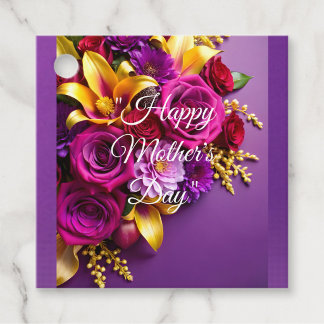 Etiquetas Para Lembrancinhas Elegante Favor Floral Roxo “Feliz Dia das Mães”