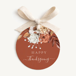 Etiquetas Para Lembrancinhas Elegante Floral de Outono em Terracota Feliz Dia d