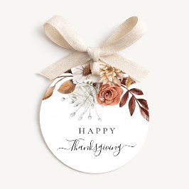 Etiquetas Para Lembrancinhas Elegante Floral de Outono Feliz Dia de Ação de Gra