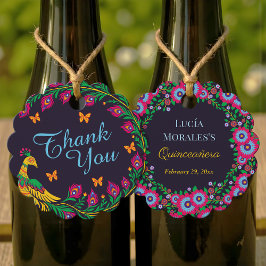 Etiquetas Para Lembrancinhas Elegante Floral Peacock Folk Art Fiesta Quinceaner