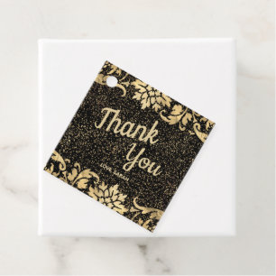 Etiquetas Para Lembrancinhas Elegante Glitter Preto Dourado Obrigada