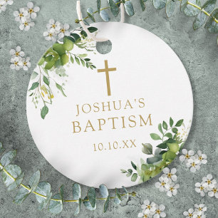 Etiquetas Para Lembrancinhas Elegante Greenery Baptism Christening