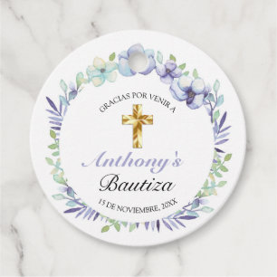 Etiquetas Para Lembrancinhas Elegante Lavanda Cruz De Oro Bautizo