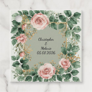 Etiquetas Para Lembrancinhas Elegante Moldura Floral de Aquarela