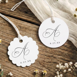 Etiquetas Para Lembrancinhas Elegante Monograma de Caligrafia Inicial A Casamen