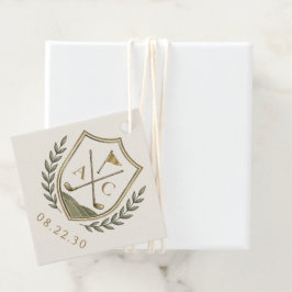 Etiquetas Para Lembrancinhas Elegante Monograma de Golfe Crista Casamento