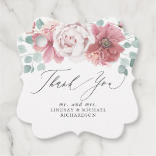 Etiquetas Para Lembrancinhas Elegante Obrigado Floral Rosa Empoeirada