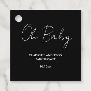Etiquetas Para Lembrancinhas elegante preto-e-branco moderno com script de chá