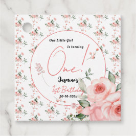 Etiquetas Para Lembrancinhas Elegante primeiro aniversario Rosa Rosa Cor-de-Águ