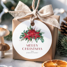 Etiquetas Para Lembrancinhas Elegante Red Poinsettia Natal Floral