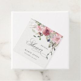 Etiquetas Para Lembrancinhas Elegante Rosa Bege Escuro Floral Chá de Noiva