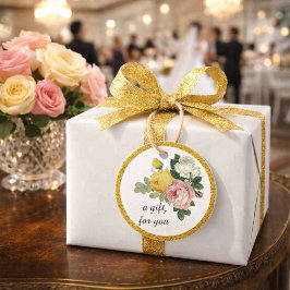 Etiquetas Para Lembrancinhas Elegante Rosa Floral Brilho Dourado