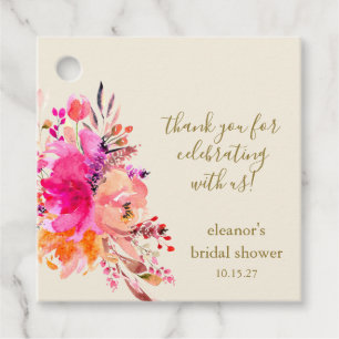 Etiquetas Para Lembrancinhas Elegante Rosa Floral Chuveiro de Noiva Agradecimen