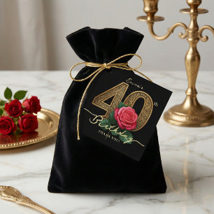 Etiquetas Para Lembrancinhas Elegante Rosa Vermelha de Aniversário de 40 anos P