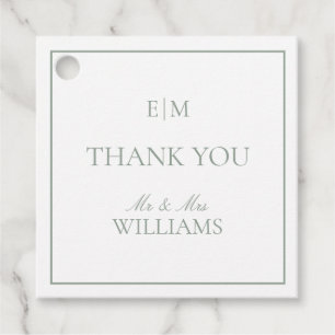 Etiquetas Para Lembrancinhas Elegante Sage Green Monograma Obrigado Casamento