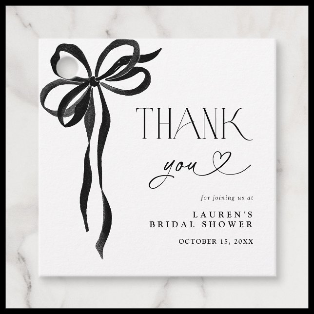 Etiquetas Para Lembrancinhas Elegante Script de Chá de Bebê de Noiva com Laço P (Criador carregado)