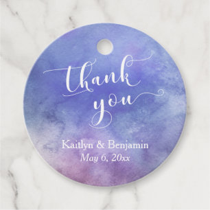 Etiquetas Para Lembrancinhas Elegante Script Purple Watercolor Wash Obrigado