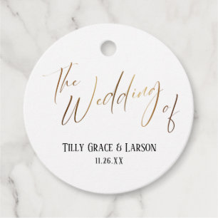 Etiquetas Para Lembrancinhas Elegante Simples O Casamento da Tipografia Dourada