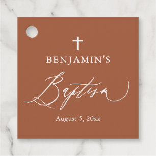 Etiquetas Para Lembrancinhas Elegante Terracotta White Cross Baptism