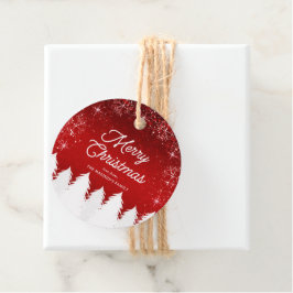 Etiquetas Para Lembrancinhas Elegante Vermelho | Árvores e Flocos de Neve Festa