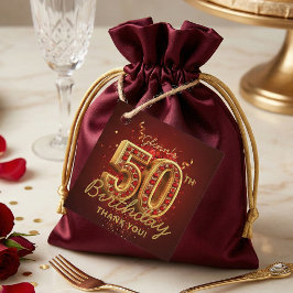 Etiquetas Para Lembrancinhas Elegante Vermelho Rubi e Dourado Agradecimento de