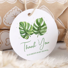 Etiquetas Para Lembrancinhas Elegante Watercolor Tropical Palm Chá de fraldas